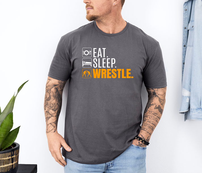 Funny Eat Sleep Wrestle Gift for Wrestlers Unisex Softstyle Freestyle Wrestling T-Shirt Gender Neutral Tee