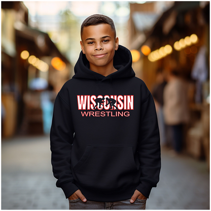 Wisconsin Wrestling Team Tween Wrestler State Pride Gift Youth Hoodie Heavy Blend Hooded Sweatshirt