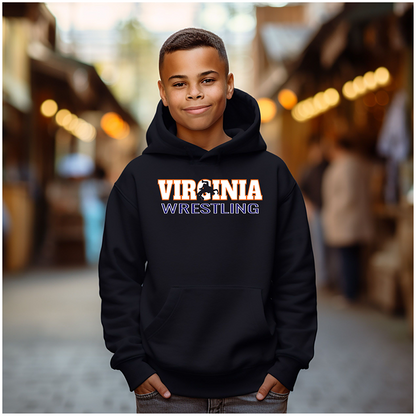 Virginia Wrestling Freestyle Wrestler Team State Pride Gift Youth Hoodie Heavy Blend Hooded Sweatshirt