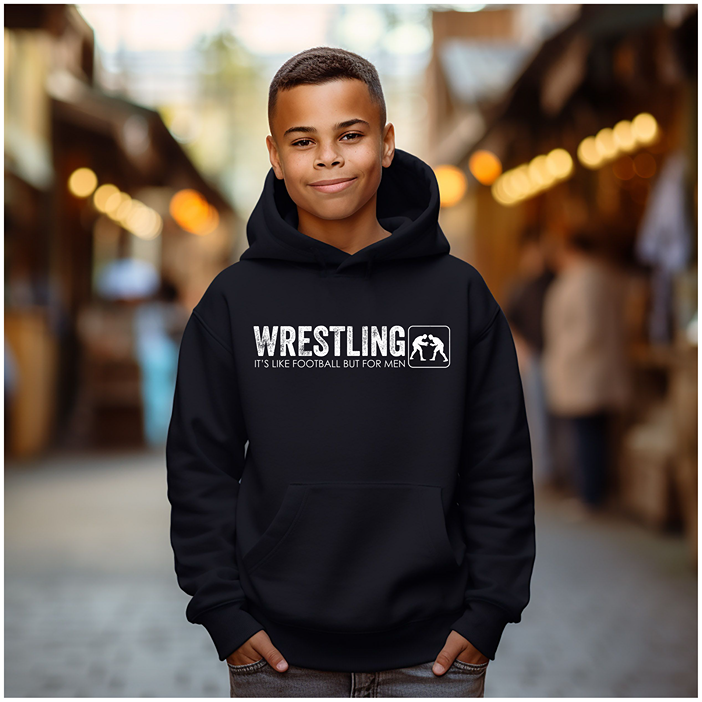 Wrestling What Men Do Wrestle Quote Gift Wrestler Boys Youth Hoodie Heavy Blend Hooded Sweatshirt