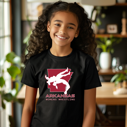 Arkansas Women Wrestling Junior High School Girls Wrestler Team Youth Freestyle Wrestling T-Shirt Kids Wrestler Tee
