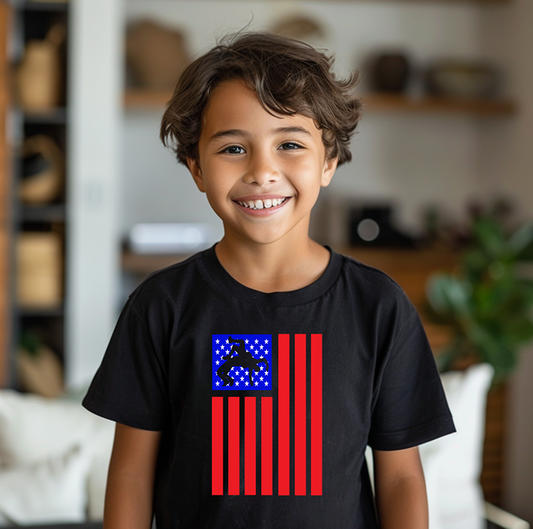 American Flag Wrestling Team Gift for a Wrestler Youth Freestyle Wrestling T-Shirt Kids Wrestler Tee