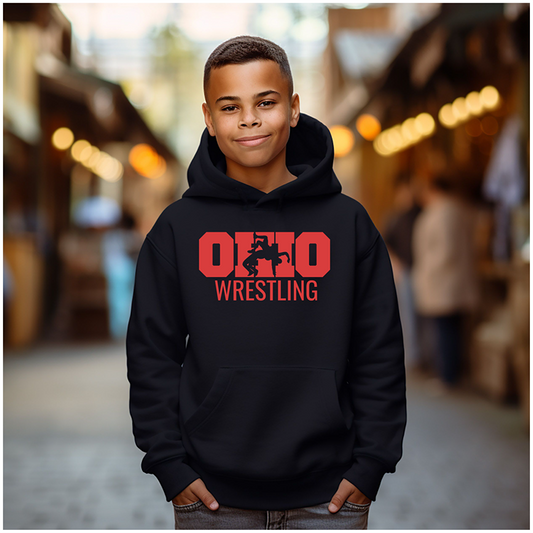 State of Ohio Wrestling Freestyle Wrestler Gear Sports Gift Youth Hoodie Heavy Blend Hooded Sweatshirt