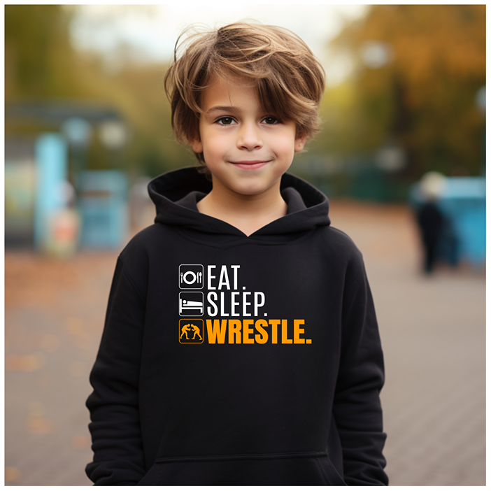 Funny Eat Sleep Wrestle Gift for Wrestlers Youth Hoodie Heavy Blend Hooded Sweatshirt