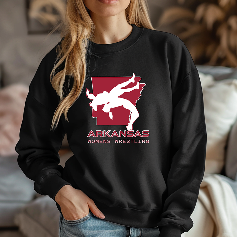 Arkansas Women Wrestling High School Girls Wrestler Team Warm Cozy Comfortable Unisex Crewneck Sweatshirt