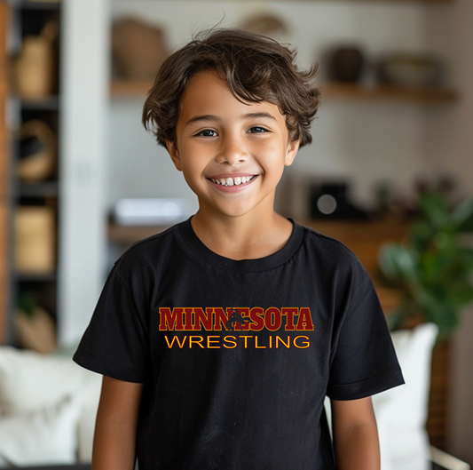 Minnesota Wrestling Freestyle Wrestler Gift State Pride MN graphic Kids Heavy Cotton™ Tee