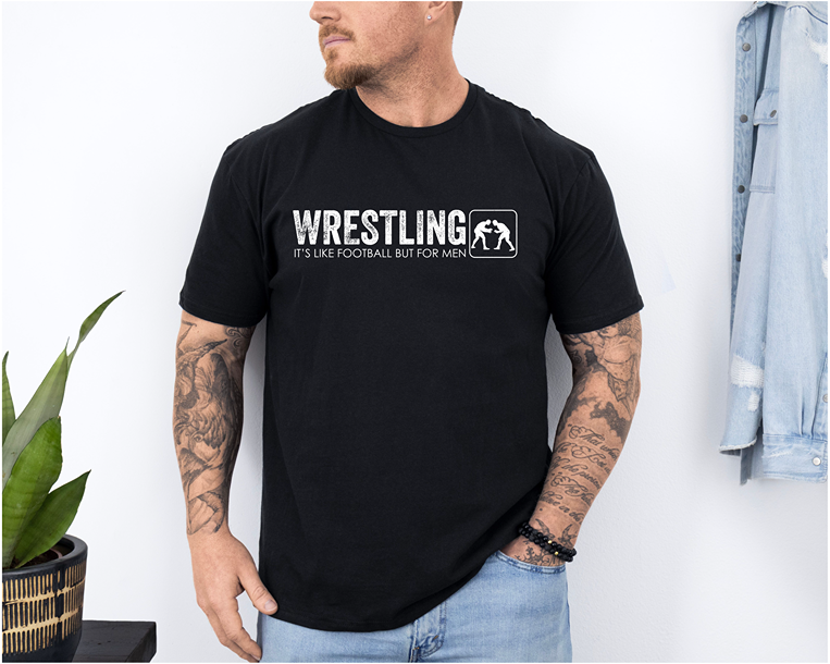 Wrestling What Men Do Wrestle Funny Quote Wrestler Unisex Softstyle Freestyle Wrestling T-Shirt Gender Neutral Tee