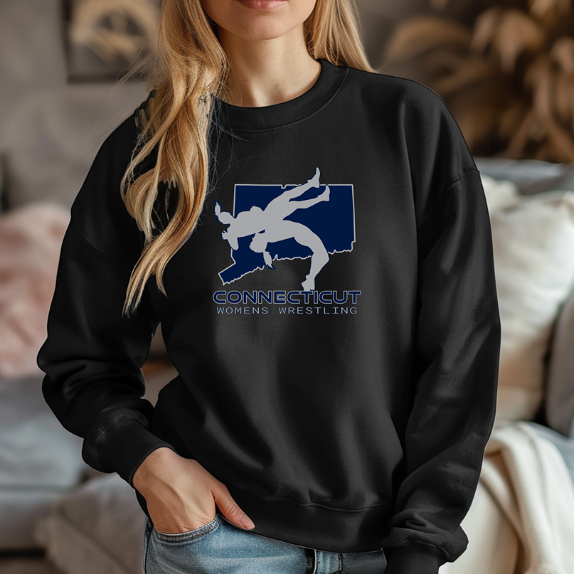 Connecticut Women Wrestling Girls High School Wrestler Team Warm Cozy Comfortable Unisex Crewneck Sweatshirt