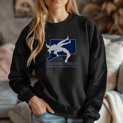 Connecticut Women Wrestling Girls High School Wrestler Team Warm Cozy Comfortable Unisex Crewneck Sweatshirt