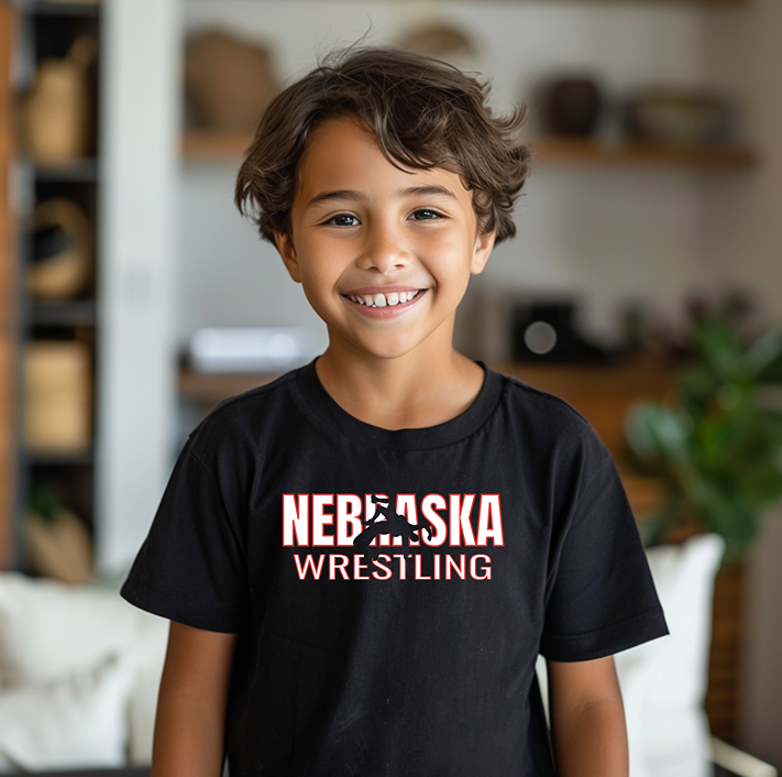 Nebraska Wrestler Gear Wrestling Team Youth Freestyle Wrestling T-Shirt Kids Wrestler Tee