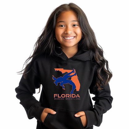 Florida Tween Wrestling Girls High School Wrestler Team Gift Youth Hoodie Heavy Blend Hooded Sweatshirt