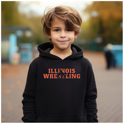 Illinois Boys Wrestling Team Freestyle Wrestler Gear Gift Youth Hoodie Heavy Blend Hooded Sweatshirt