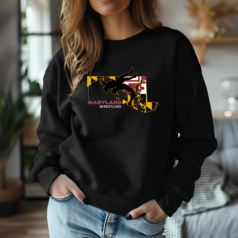 Maryland High School Girls Wrestling Marylander State Flag Warm Cozy Comfortable Unisex Crewneck Sweatshirt