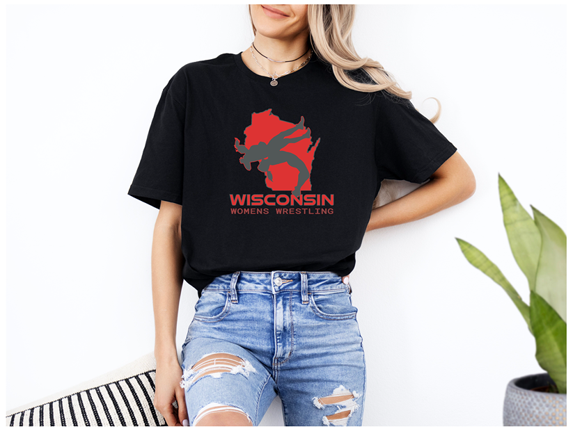 Wisconsin Women Wrestling Girl High School Wrestler Team WI graphic Unisex Softstyle T-Shirt