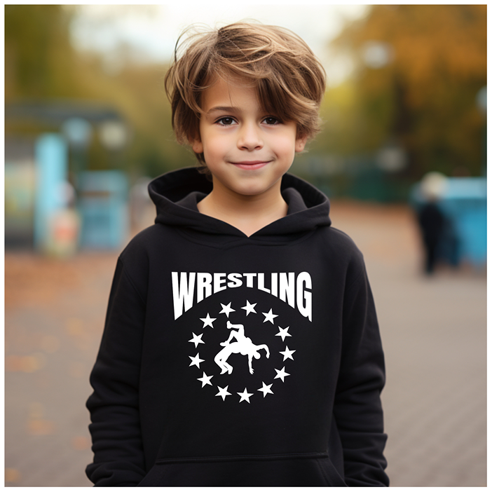 Wrestle design Wrestling Match Silhouette Gift Wrestler Boy Youth Hoodie Heavy Blend Hooded Sweatshirt