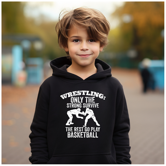 Only Strong Survive Wrestling Quote graphics Wrestler Gifts Youth Hoodie Heavy Blend Hooded Sweatshirt