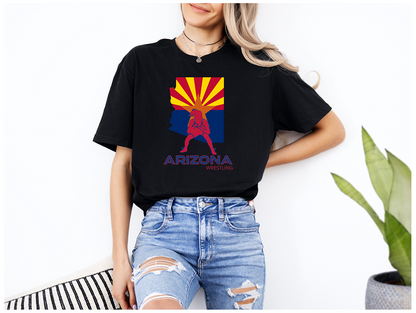 Arizona Girls Wrestling Daughter Wrestler Team Az State Flag product Unisex Softstyle T-Shirt