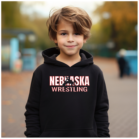 Nebraska Wrestler Gear Wrestling Team Coach State Pride Gift Youth Hoodie Heavy Blend Hooded Sweatshirt