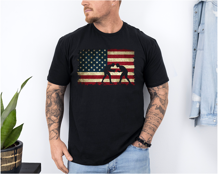 USA Wrestling American Flag Inspired Gift Unisex Softstyle Freestyle Wrestling T-Shirt Gender Neutral Tee