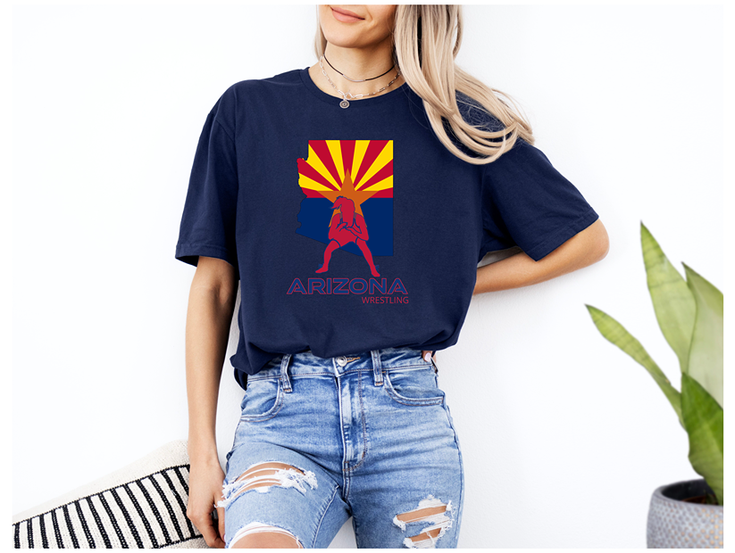 Arizona Girls Wrestling Daughter Wrestler Team Az State Flag product Unisex Softstyle T-Shirt