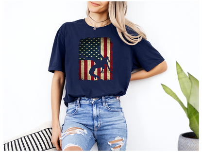 Girls Wrestling American Flag Gift for a Female Wrestler design Unisex Softstyle T-Shirt