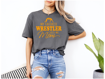 Wrestling Mom graphics Women My Favorite Wrestler Calls Me Mom Unisex Softstyle T-Shirt