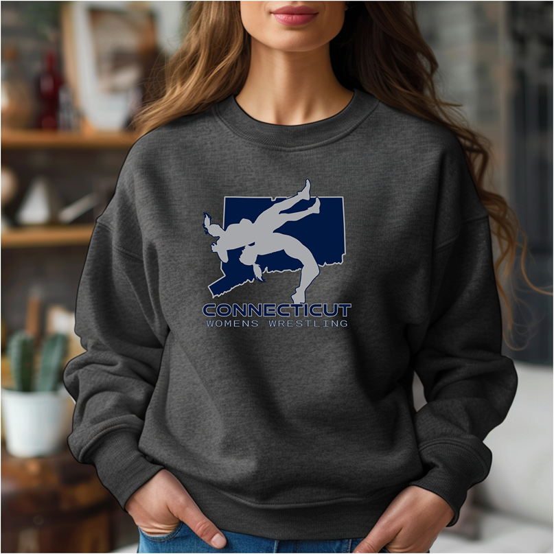 Connecticut Women Wrestling Girls High School Wrestler Team Warm Cozy Comfortable Unisex Crewneck Sweatshirt