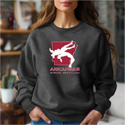 Arkansas Women Wrestling High School Girls Wrestler Team Warm Cozy Comfortable Unisex Crewneck Sweatshirt