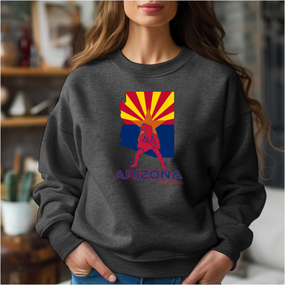 Arizona Girls Freestyle Wrestle Team Az State Flag Warm Cozy Comfortable Unisex Crewneck Sweatshirt
