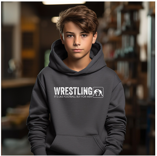 Wrestling What Men Do Wrestle Quote Gift Wrestler Boys Youth Hoodie Heavy Blend Hooded Sweatshirt