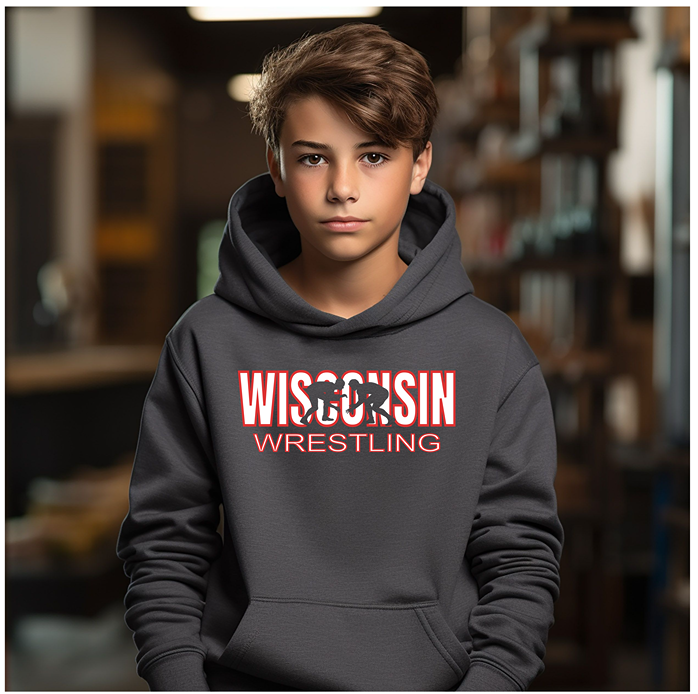 Wisconsin Wrestling Team Tween Wrestler State Pride Gift Youth Hoodie Heavy Blend Hooded Sweatshirt