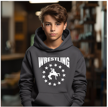 Wrestle design Wrestling Match Silhouette Gift Wrestler Boy Youth Hoodie Heavy Blend Hooded Sweatshirt