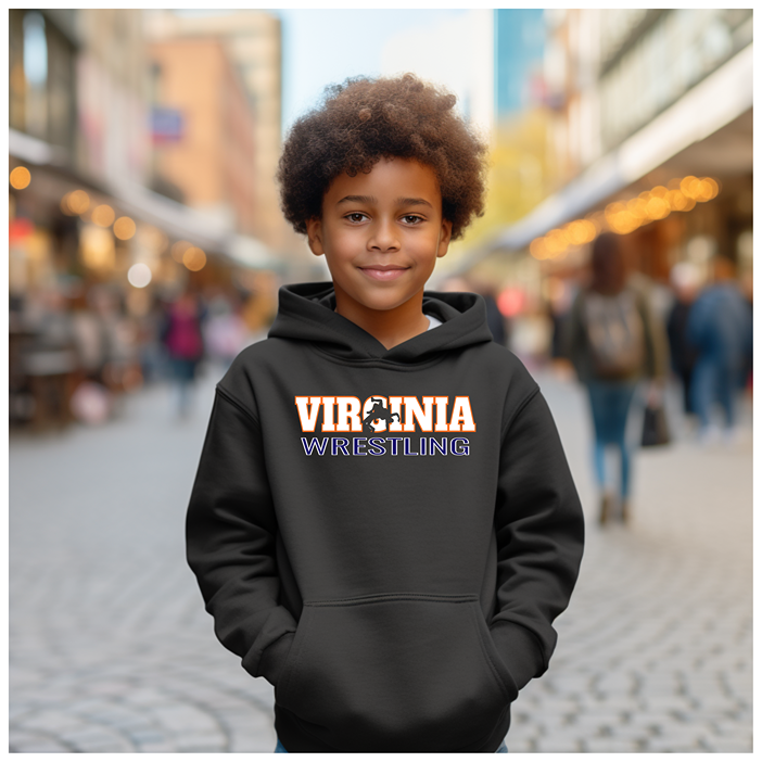 Virginia Wrestling Freestyle Wrestler Team State Pride Gift Youth Hoodie Heavy Blend Hooded Sweatshirt