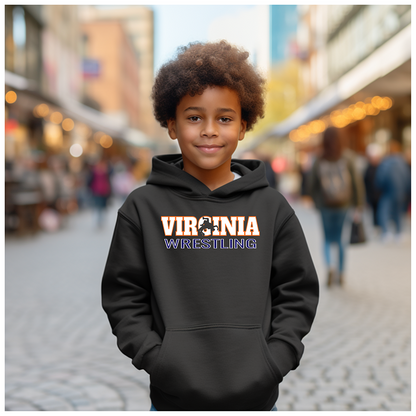 Virginia Wrestling Freestyle Wrestler Team State Pride Gift Youth Hoodie Heavy Blend Hooded Sweatshirt