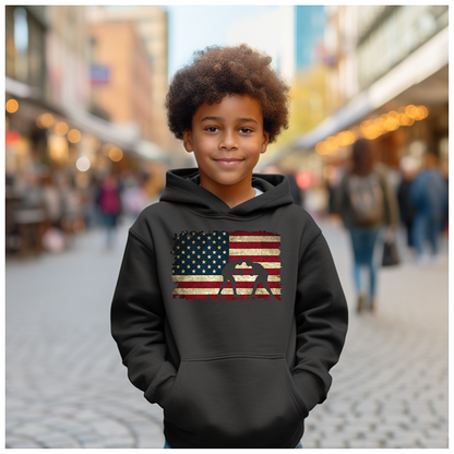 Wrestling American Flag prints Gift for a Wrestler Youth Hoodie Heavy Blend Hooded Sweatshirt