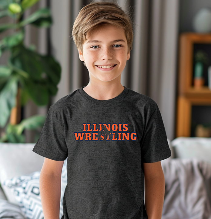 Illinois Mens Wrestling Team Wrestler Youth Freestyle Wrestling T-Shirt Kids Wrestler Tee