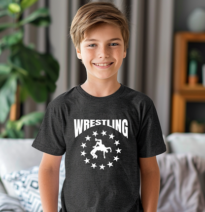 Wrestle Wrestling Match Silhouette Youth Freestyle Wrestling T-Shirt Kids Wrestler Tee