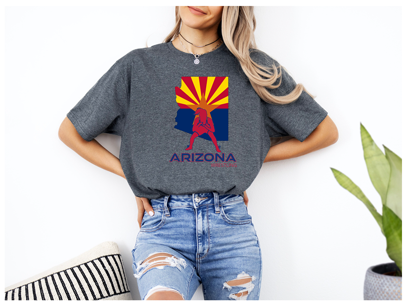 Arizona Girls Wrestling Daughter Wrestler Team Az State Flag product Unisex Softstyle T-Shirt