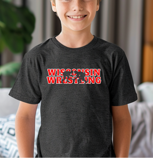 Wisconsin Wrestling Team Wrestler The Badger State Youth Freestyle Wrestling T-Shirt Kids Wrestler Tee