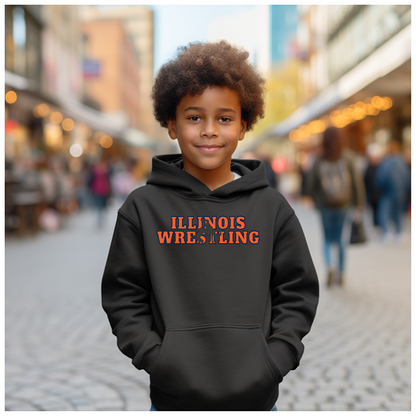 Illinois Boys Wrestling Team Freestyle Wrestler Gear Gift Youth Hoodie Heavy Blend Hooded Sweatshirt