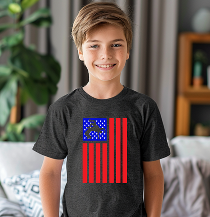 American Flag Wrestling Team Gift for a Wrestler Youth Freestyle Wrestling T-Shirt Kids Wrestler Tee