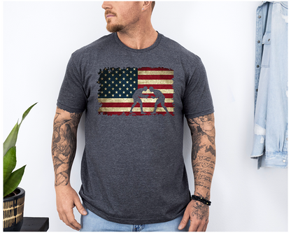 USA Wrestling American Flag Inspired Gift Unisex Softstyle Freestyle Wrestling T-Shirt Gender Neutral Tee