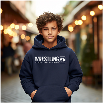 Wrestling What Men Do Wrestle Quote Gift Wrestler Boys Youth Hoodie Heavy Blend Hooded Sweatshirt