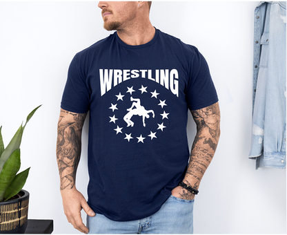 Wrestling Silhouette Wrestler Unisex Softstyle Freestyle Wrestling T-Shirt Gender Neutral Tee