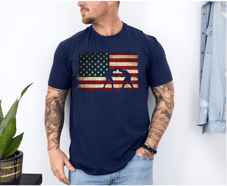 USA Wrestling American Flag Inspired Gift Unisex Softstyle Freestyle Wrestling T-Shirt Gender Neutral Tee