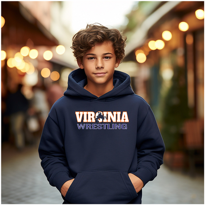 Virginia Wrestling Freestyle Wrestler Team State Pride Gift Youth Hoodie Heavy Blend Hooded Sweatshirt