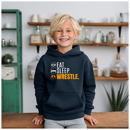 Funny Eat Sleep Wrestle Gift for Wrestlers Youth Hoodie Heavy Blend Hooded Sweatshirt