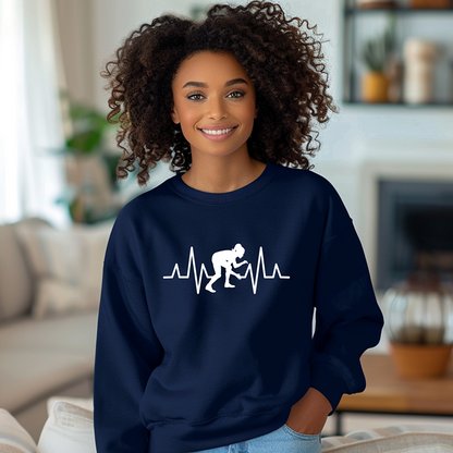 Girls Wrestling EKG Heartbeat Female Wrestler Warm Cozy Comfortable Unisex Crewneck Sweatshirt