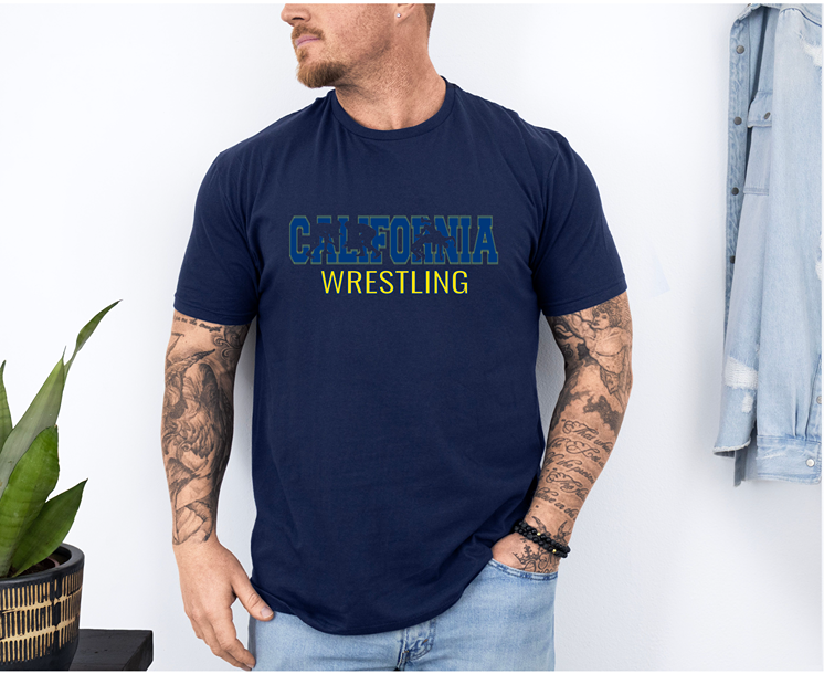 State of California Mens Wrestler Gear Unisex Softstyle Freestyle Wrestling T-Shirt Gender Neutral Tee