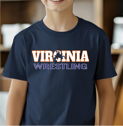 Virginia Wrestling Freestyle Wrestler Team Youth Freestyle Wrestling T-Shirt Kids Wrestler Tee